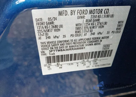 2024 Ford Maverick Xl z USA, uszkodzony, nr VIN 3FTTW8A36RRA88861